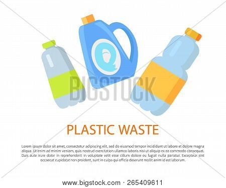 Plastic Waste Sample Color Vector Illustration With Isolated On White Background Bottles For Various
