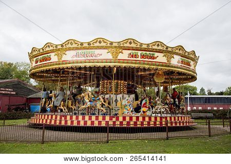 The Victorian Gallopers Roundabout Carousel At Bressingham Museum In Norfolk Uk - Photo Taken On 7 O