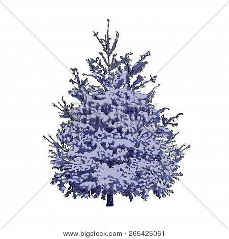 Fir-tree With Green Needles, The Color Vector Image On A White Background