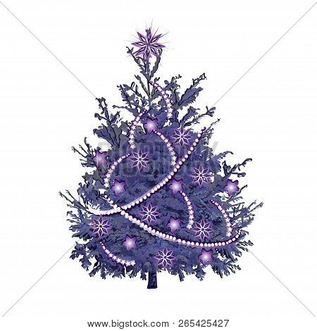 Fir-tree With Green Needles, The Color Vector Image On A White Background