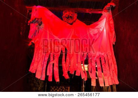 Scary Ghost Hovers Over Walkway Looming Menacingly