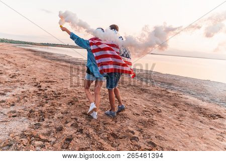 American Couple With Hand Flare Or Fusee