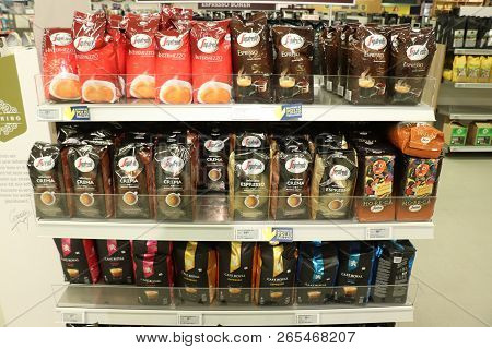 Beverwijk, The Netherlands, October 26th 2018: Various Sorts Of Segafredo Coffee Beans. Segafredo Is