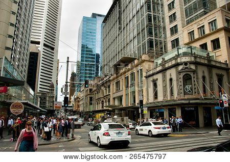 Sydney, Australia - April 4, 2018: City Life On King Street