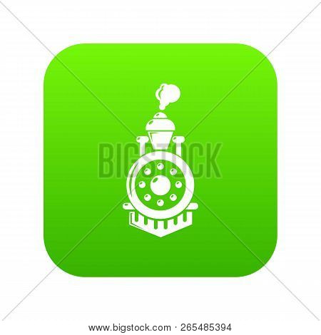 Locomotive Icon Green Isolated On White Background