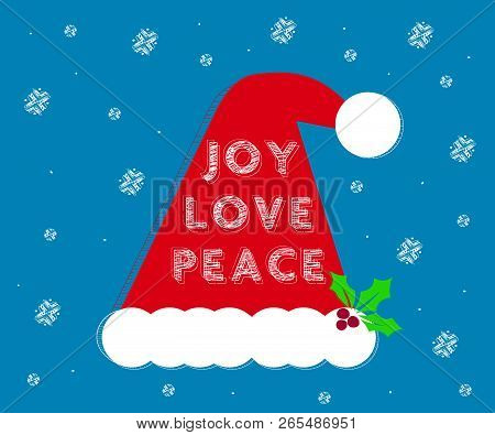 Christmas Holiday Season Joy Love Peace Hat Mistletoe Snowflakes Jpg