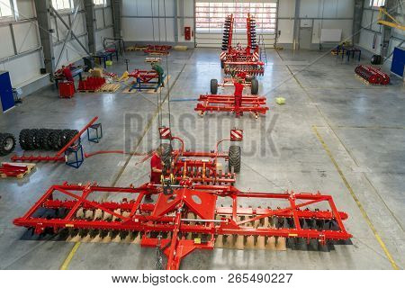Roshchinsky, Russia - June 21, 2018: Plant For The Production Of Agricultural Machinery. Workers Mak