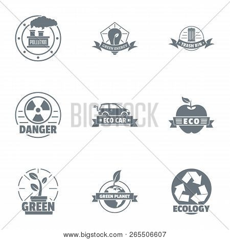 Eco Danger Logo Set. Simple Set Of 9 Eco Danger Logo For Web Isolated On White Background