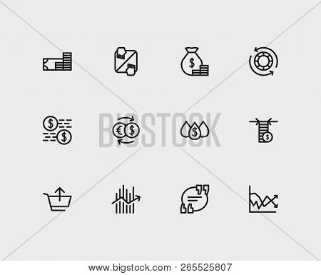 Finance Trading Icons Set. Yield And Finance Trading Icons With Quote, Liquidity And Sell. Set Of Tr