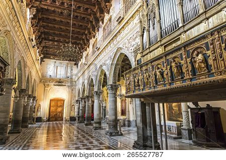 Enna, Italy - May 9, 2018: Interior Of The Enna Cathedral (duomo Di Enna), Sicily, Italy. Is The Mot