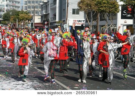 Limassol, Cyprus, February 26th, 2017: Annual Limassol Carnival Festival (karnavali Lemesou), Grand 