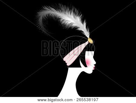Flapper Girl, Retro Woman Of Twenties. Retro Party Invitation Design With A Beautiful Portrait 1920s