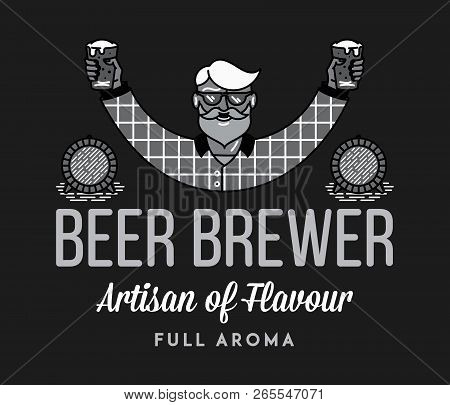 Beer Brewer Full Aroma White On Black Is A Vector Illustration About Drinking