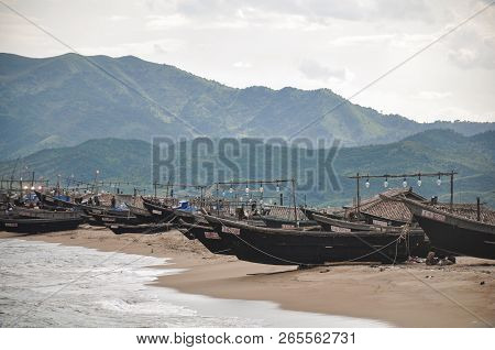 Rare Picture Of North-koreas State Controlled Local Fishing Fleet Close To The City Of Hamhung