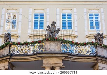 Prague, Czech Republic,  Castle District, The Kralovsky Palace Facade And Terrace