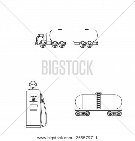 Vector Illustration Of Oil And Gas Symbol. Set Of Oil And Petrol Vector Icon For Stock.