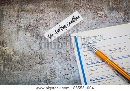 Pre-existing Condition Healthcare Concept In Usa, Flat Lay