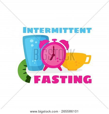 Intermittent Fasting. The Concept Of Losing Weight. Slimming And Its Benefits. Vector Cartoon.