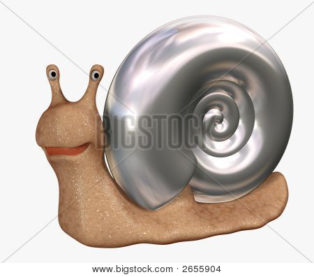 Smilende 3D snegl med en skål fra Chromeplated Metal