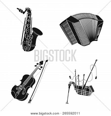 Vector Illustration Of Music And Tune Sign. Set Of Music And Tool Stock Vector Illustration.