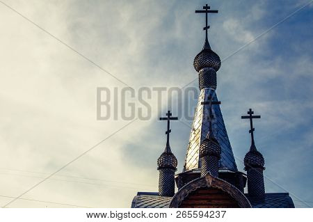 Silver Domes Of The Church Against The Sky With Clouds