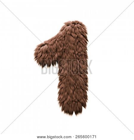 Monster number 1.  3d halloween digit isolated on white background. Perfect alphabet for projects related to Horror, yeti, sasquatch...