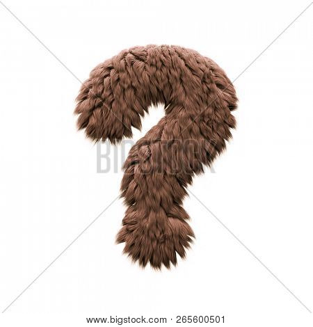 Monster interrogation point.  3d halloween symbol isolated on white background. Perfect alphabet for projects related to Horror, yeti, sasquatch...