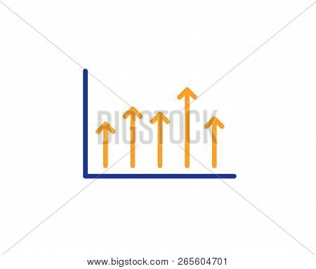 Growth Chart Line Icon. Financial Graph Sign. Upper Arrows Symbol. Business Investment. Colorful Out