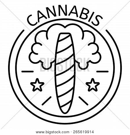 Cannabis Cigar Logo. Outline Cannabis Cigar Vector Logo For Web Design Isolated On White Background