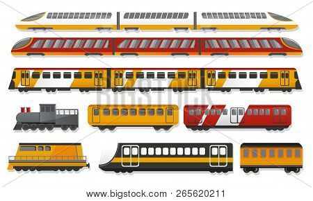 Subway Train Icon Set. Cartoon Set Of Subway Train Vector Icons For Web Design