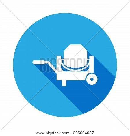 Concrete Mixer Icon With Long Shadow. Elements Of Constraction Icon With Long Shadow. Signs And Symb