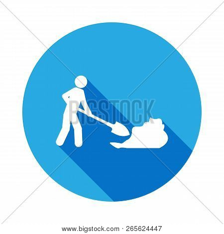 Working Icon With Long Shadow. Elements Of Constraction Icon With Long Shadow. Signs And Symbols Col