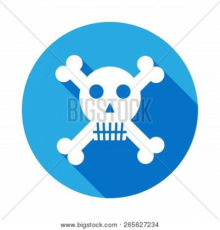 Crossbones, Death Skull, Danger Or Poison Flat Icon With Long Shadow. Element Of Kind Or Way Of Suic