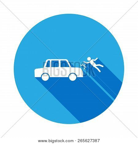 Man Hit By A Car Icon With Long Shadow. Element Of Kind Or Way Of Suicide Death Illustration. Signs 