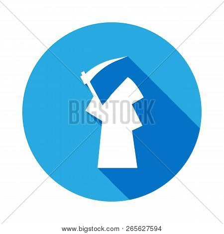 Black Silhouette Of A Man With A Hood Icon With Long Shadow. Element Of Kind Or Way Of Suicide Death