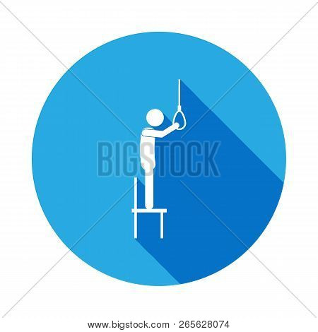 Suicide By Rope Icon With Long Shadow. Element Of Kind Or Way Of Suicide Death Illustration. Signs A