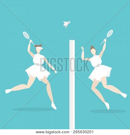 Young Woman Playing Tenis Female For Cartoon Illustration  Web And Print