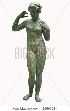 Beyaz ile kırpma yolu üzerinde Venüs'ün antik bronz heykel izole