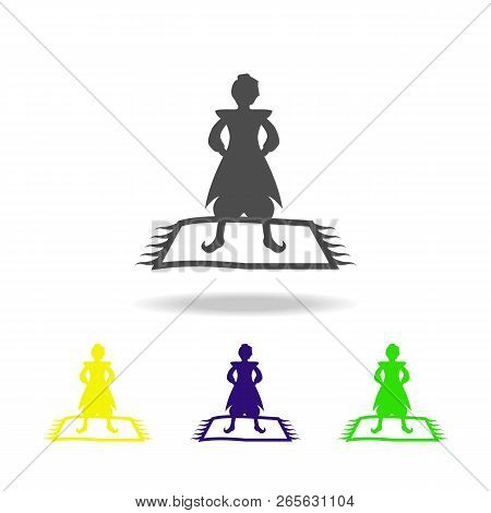 Alladin And Carpet Silhouette Multicolored Icons. Element Of Fairy-tale Heroes Illustration. Signs A