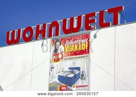 Wetzlar, Germany - March 25, 2018: Wohnwelt Logo On A Store. Wohnwelt Is A German Furniture Discount