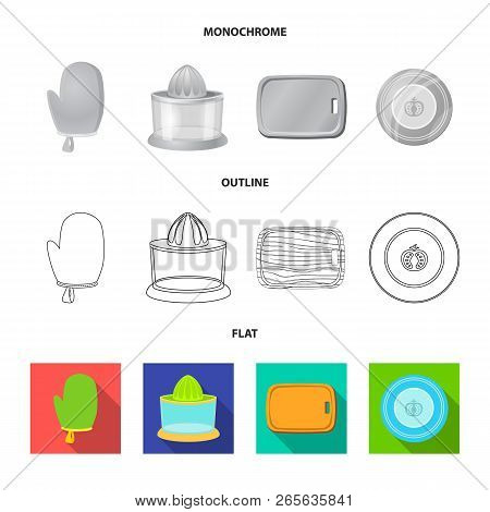 Vector Illustration Of Kitchen And Cook Sign. Set Of Kitchen And Appliance Stock Vector Illustration