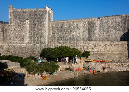 Dubrovnik, Croatia, July 31, 2018: Dubrovnik City Walls, The Finest In The World And The City Main C