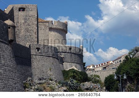 Dubrovnik City Walls, The Finest In The World And The City Main Claim To Fame. The Entire Old Town W