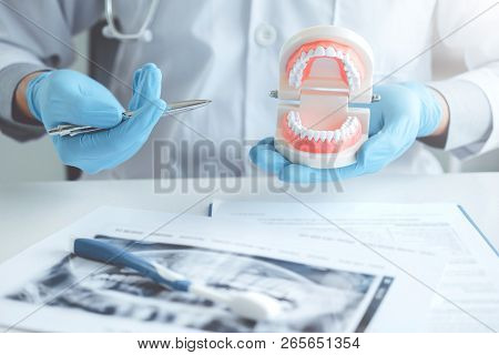 Dentist Learning How To Brush Teeth Concept