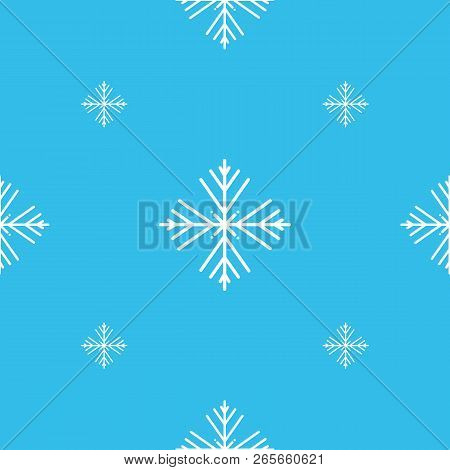 Vector Illustration. Seamless Pattern Of Snowflakes. White Snowflakes On Blue Background.