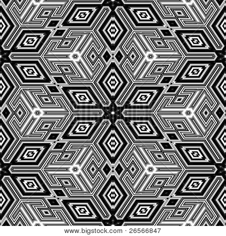Bezešvé černé a bílé kostky 3D ilustrace - styl Escher