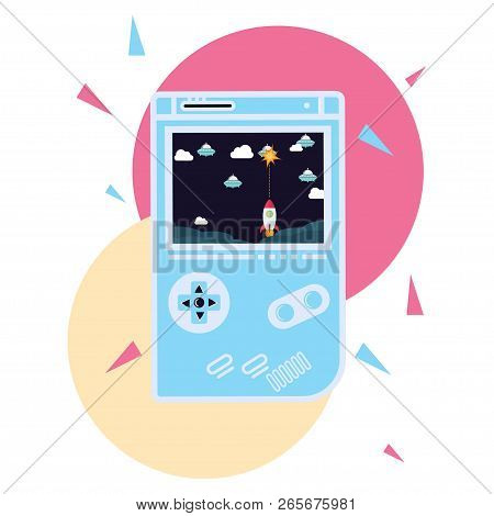 Illustrations Playing Games On Portable Devices, Vector Illustrations
