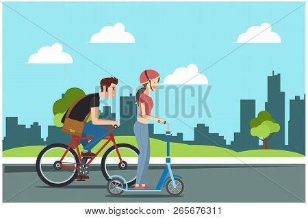 Illustration Of Activities In The Park During The Day, Vector Illustration