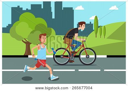 Illustration Of Activities In The Park During The Day, Vector Illustration