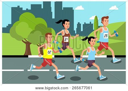 Illustration Of Activities In The Park During The Day, Vector Illustration